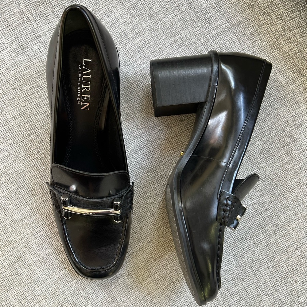 Lauren Ralph Lauren Dalena Loafer Heels Black  Size 7.5B